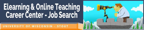 Elearning and online teaching career center. Job Search finding online teaching job. Man on a castle turret look through spy class. University of Wisconsin Stout