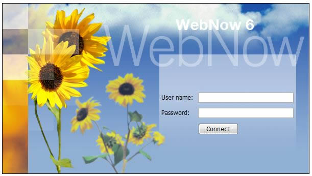 WebNow login screen